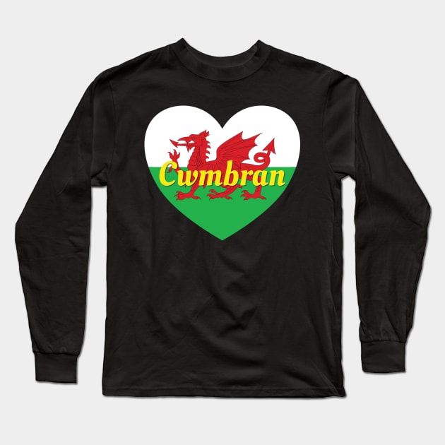 Cwmbran Wales UK Wales Flag Heart Long Sleeve T-Shirt by DPattonPD